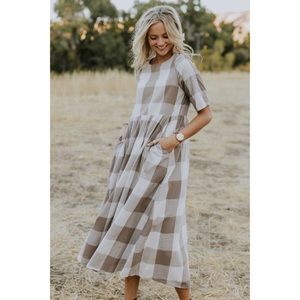 Roolee Buffalo Check Midi Dress